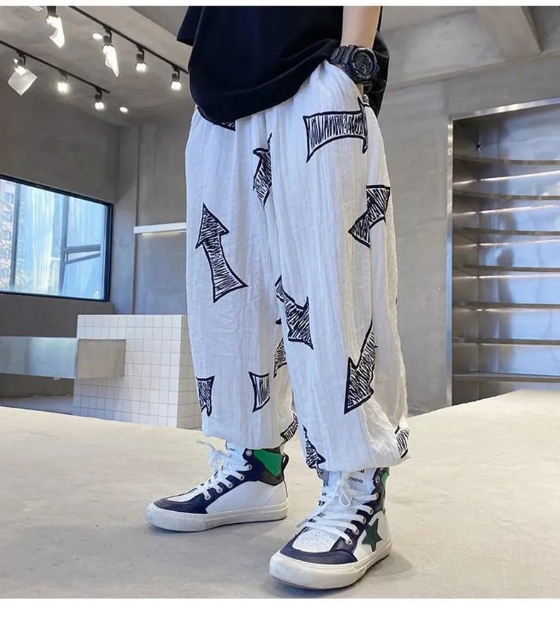 Children's Summer Set Korean Version Boy Hip Hop Loose Short Sleeve T-shirt Casual Mosquito Pants 2-piece Set - Mom & Kids
