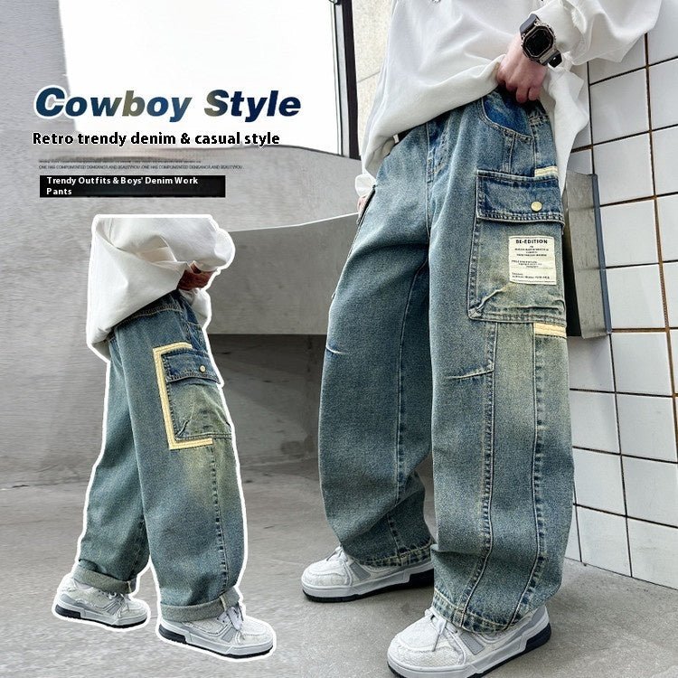 Children's Wear Boys Spring Clothing Pants Straight (Available) - Mom & Kids