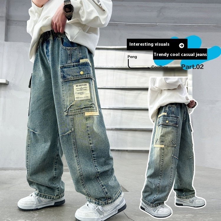 Children's Wear Boys Spring Clothing Pants Straight (Available) - Mom & Kids