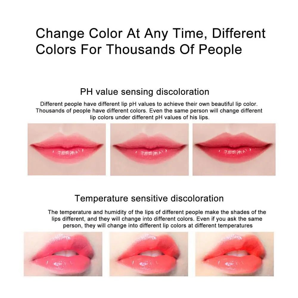 Waterproof color changing lipstick that turns from blue to pink with a moisturizing long-lasting formula