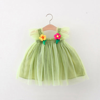 Flounced Sleeve Baby Girl Pettiskirt Princess Dress
