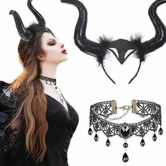 Halloween Accessories Demon Horn Headdress Demon Witch Costume Props