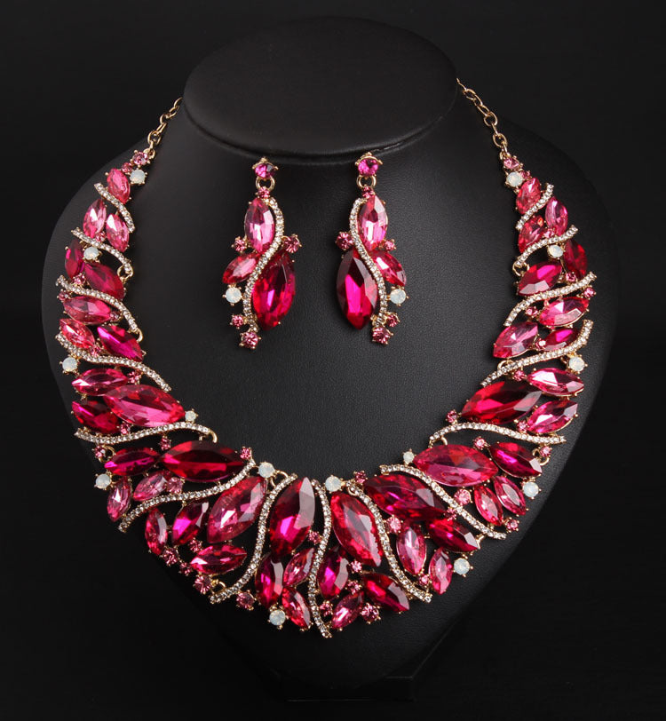 Women's Crystal Necklace Earring Set