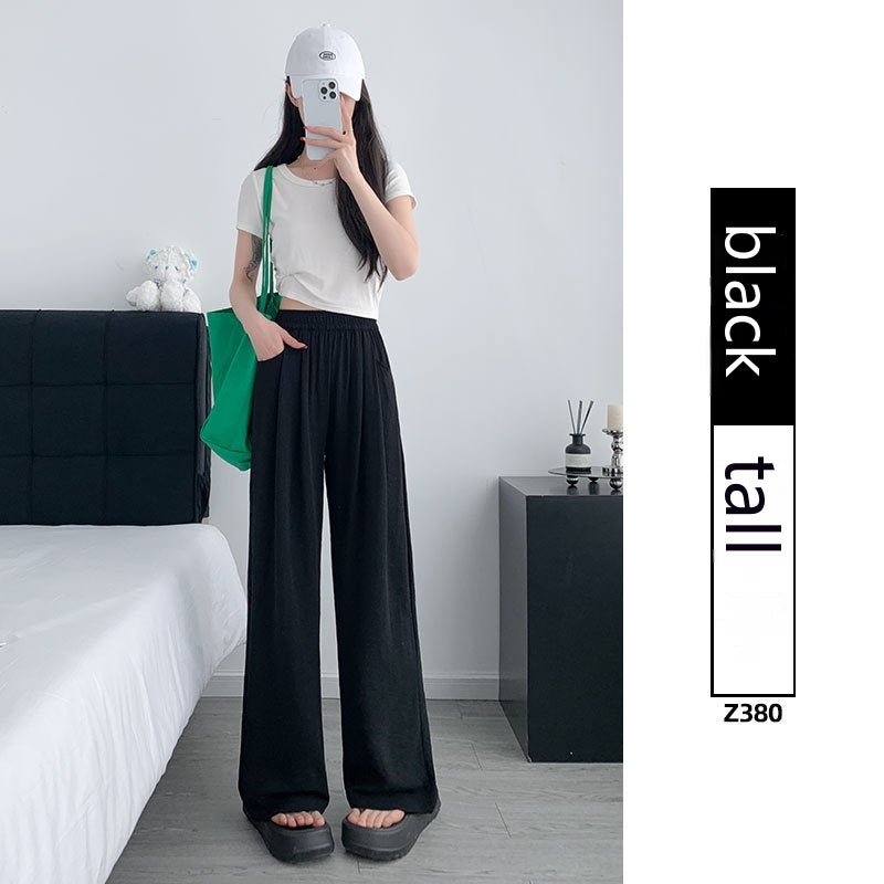 Ice Silk Wide-leg Women's Thin Straight Loose Casual Pants