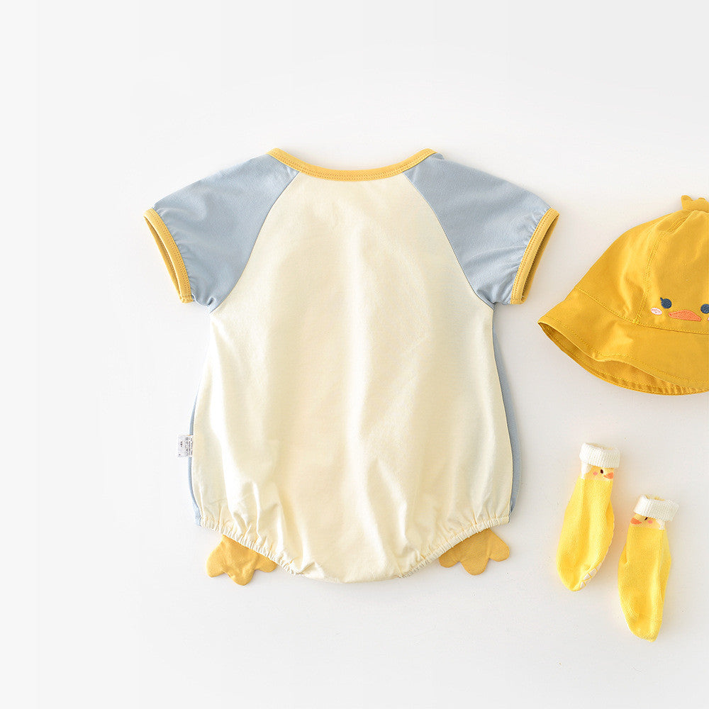 Newborn Contrast Color Short-sleeved Rompers