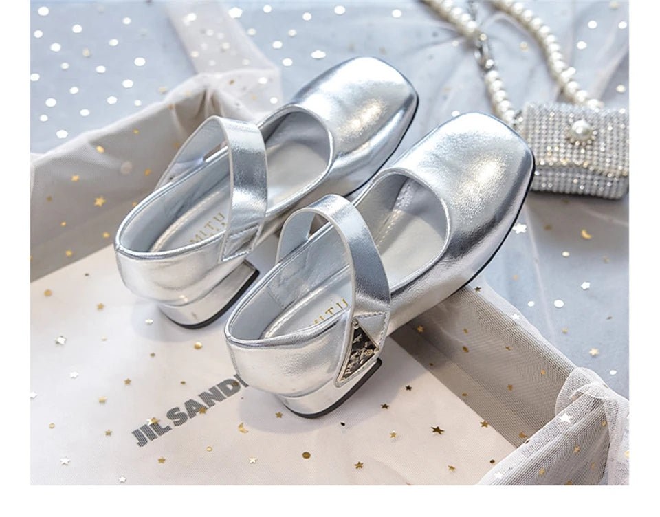 Designer Luxury Children's Elegant Party Leather Shoes Pageant Girls High Heels Wedding Bridesmaids Gala Formal Occasion Shoe - Mom & Kids