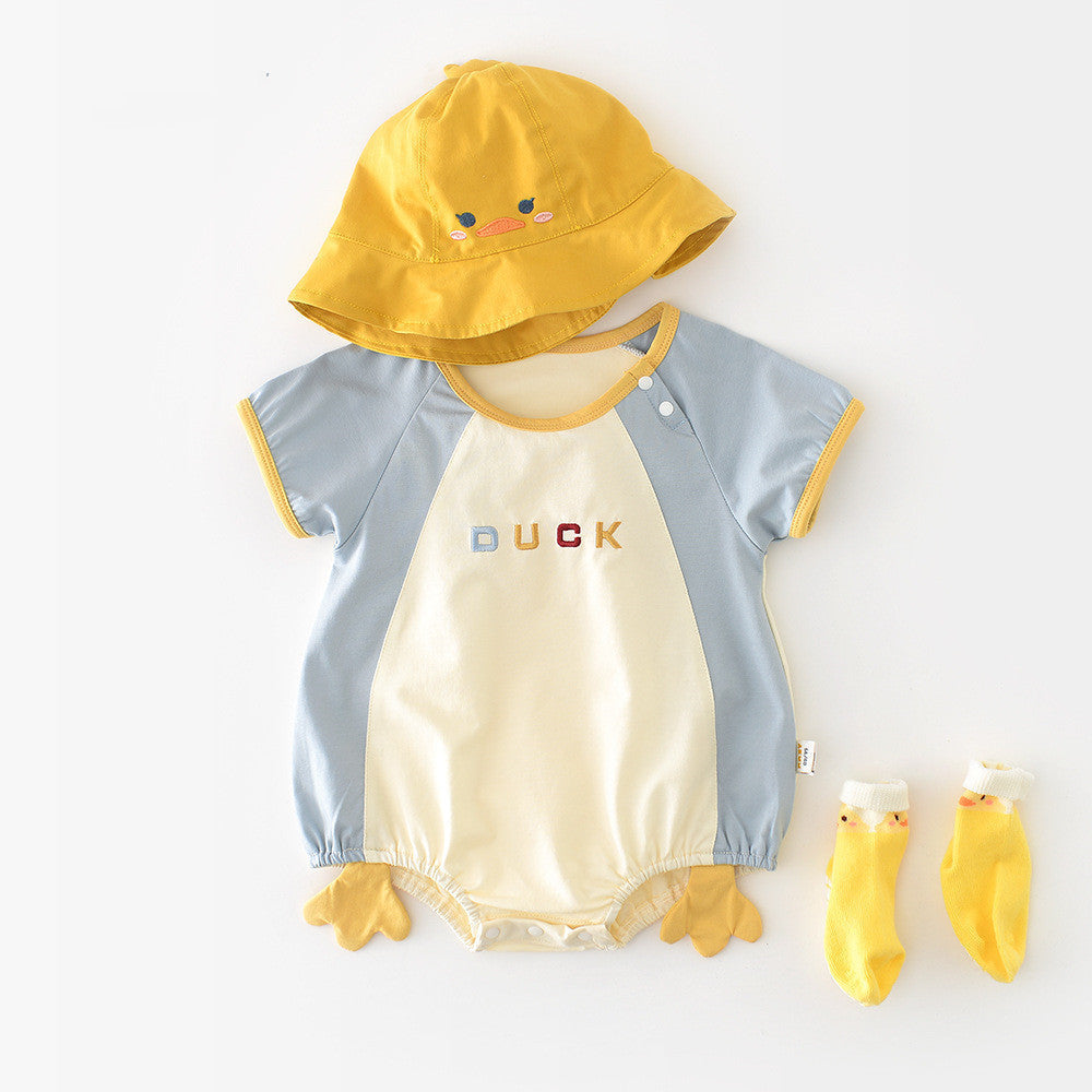 Newborn Contrast Color Short-sleeved Rompers