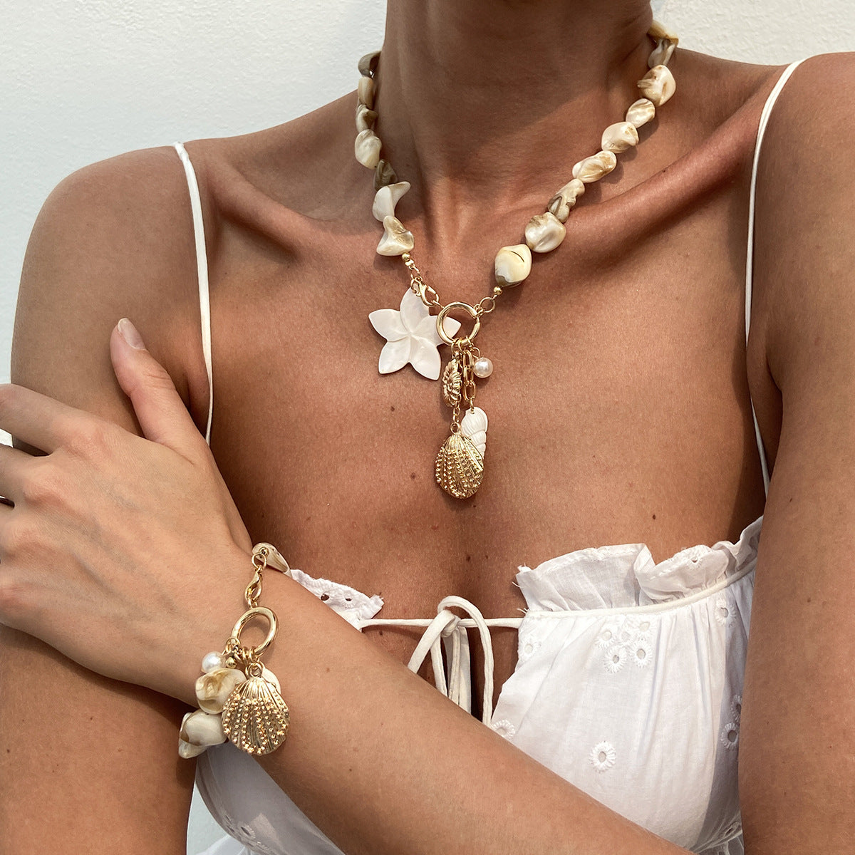 Casual Beach Shell Clavicle Necklace Suit