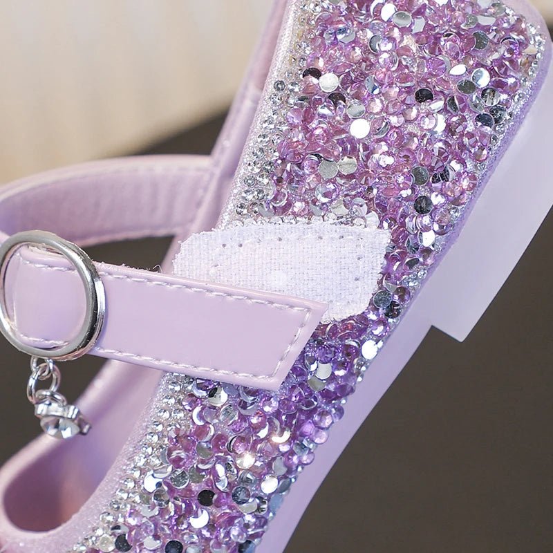 Disney Cartoon Pattern Elsa Princess Crystal Shoes for Girls Fashion New Style Baby Girl Low Heels Sandals Summer Fall Children - Mom & Kids