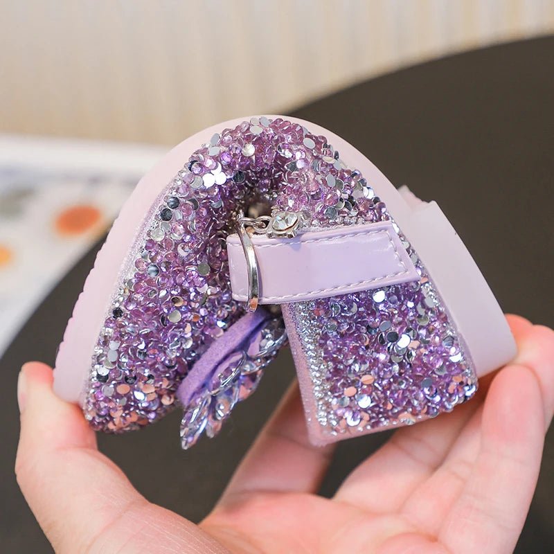 Disney Cartoon Pattern Elsa Princess Crystal Shoes for Girls Fashion New Style Baby Girl Low Heels Sandals Summer Fall Children - Mom & Kids