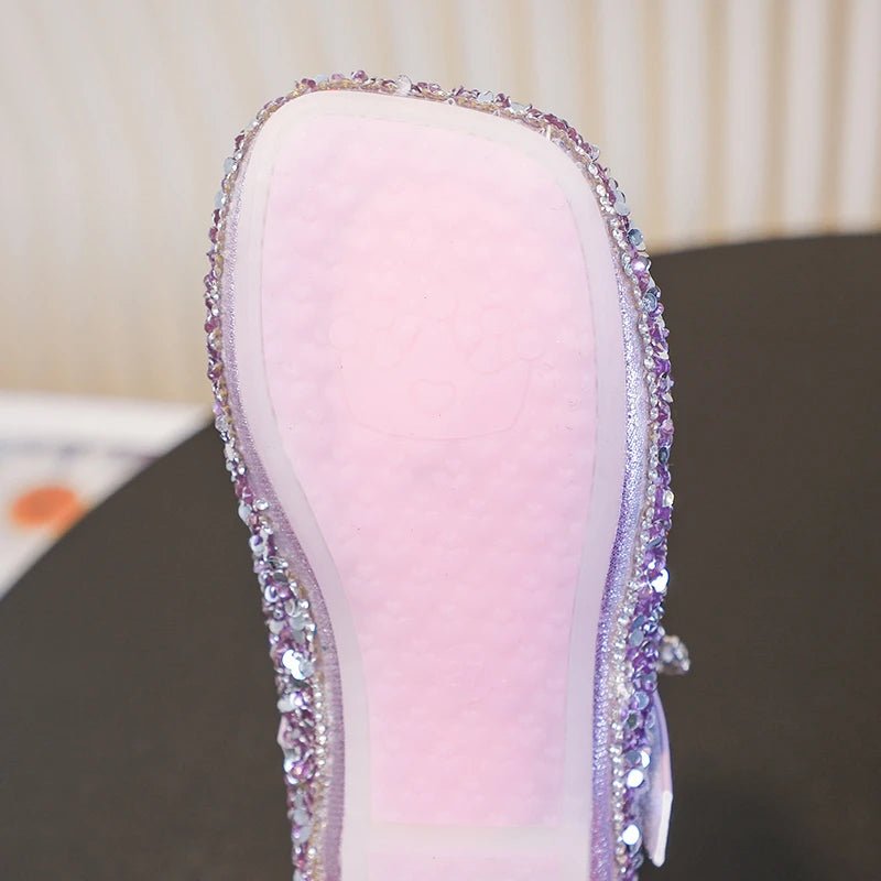 Disney Cartoon Pattern Elsa Princess Crystal Shoes for Girls Fashion New Style Baby Girl Low Heels Sandals Summer Fall Children - Mom & Kids
