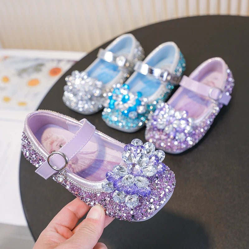 Disney Cartoon Pattern Elsa Princess Crystal Shoes for Girls Fashion New Style Baby Girl Low Heels Sandals Summer Fall Children - Mom & Kids