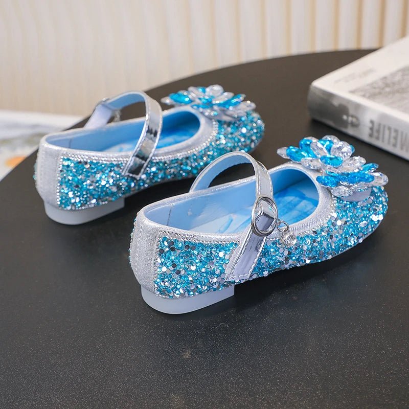 Disney Cartoon Pattern Elsa Princess Crystal Shoes for Girls Fashion New Style Baby Girl Low Heels Sandals Summer Fall Children - Mom & Kids