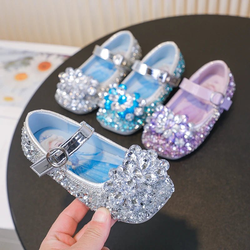 Disney Cartoon Pattern Elsa Princess Crystal Shoes for Girls Fashion New Style Baby Girl Low Heels Sandals Summer Fall Children - Mom & Kids