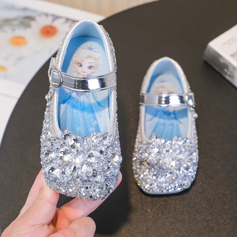 Disney Cartoon Pattern Elsa Princess Crystal Shoes for Girls Fashion New Style Baby Girl Low Heels Sandals Summer Fall Children - Mom & Kids