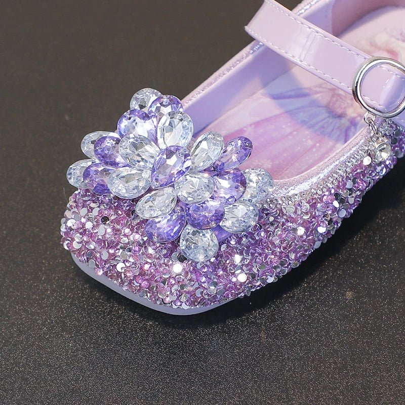 Disney Cartoon Pattern Elsa Princess Crystal Shoes for Girls Fashion New Style Baby Girl Low Heels Sandals Summer Fall Children - Mom & Kids