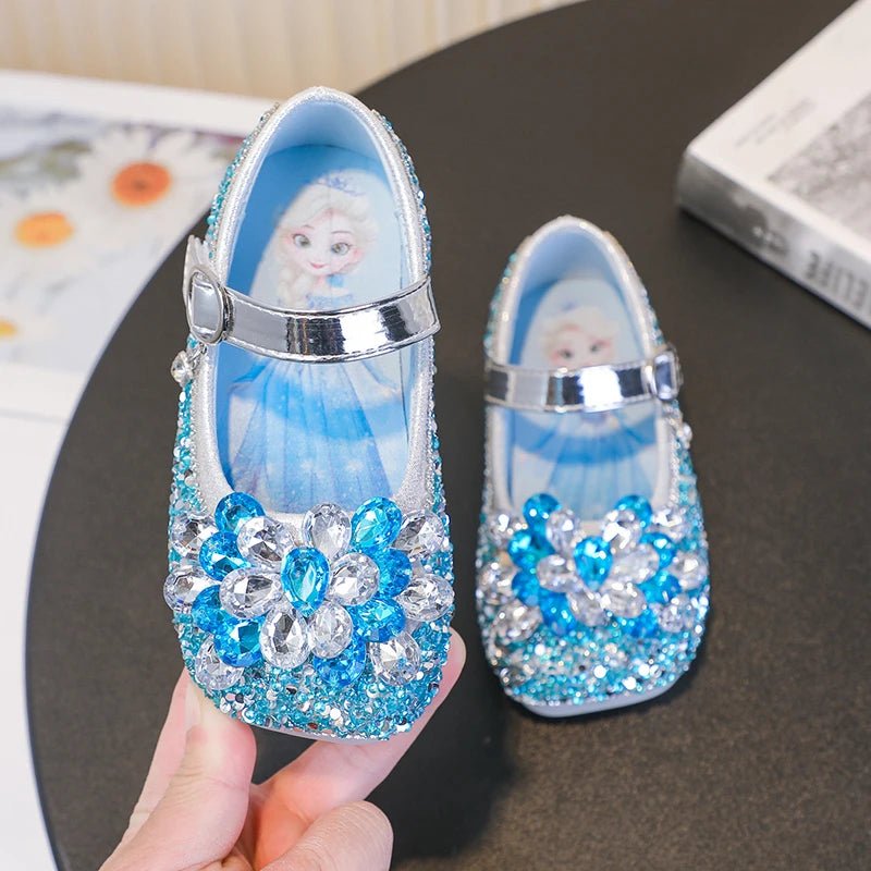 Disney Cartoon Pattern Elsa Princess Crystal Shoes for Girls Fashion New Style Baby Girl Low Heels Sandals Summer Fall Children - Mom & Kids