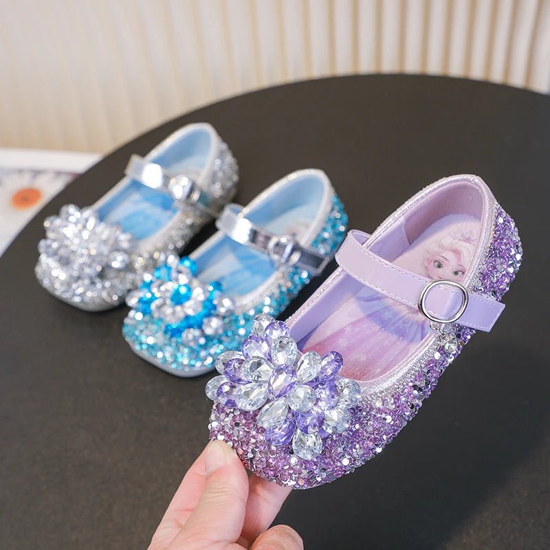 Disney Cartoon Pattern Elsa Princess Crystal Shoes for Girls Fashion New Style Baby Girl Low Heels Sandals Summer Fall Children - Mom & Kids