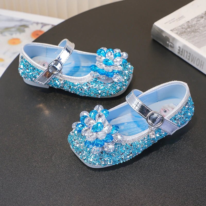 Disney Cartoon Pattern Elsa Princess Crystal Shoes for Girls Fashion New Style Baby Girl Low Heels Sandals Summer Fall Children - Mom & Kids