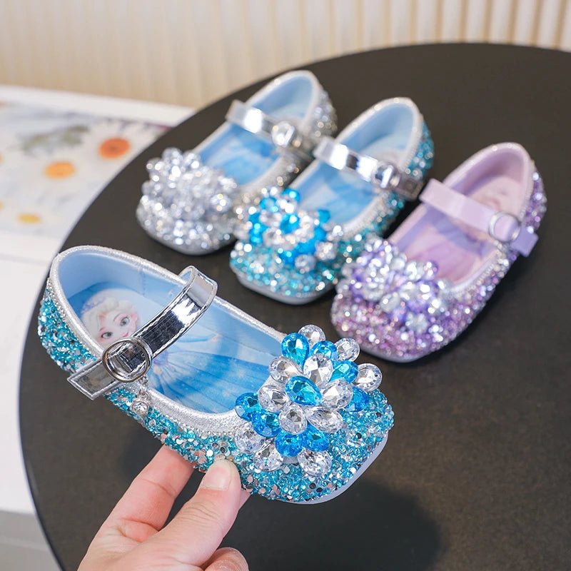 Disney Cartoon Pattern Elsa Princess Crystal Shoes for Girls Fashion New Style Baby Girl Low Heels Sandals Summer Fall Children - Mom & Kids