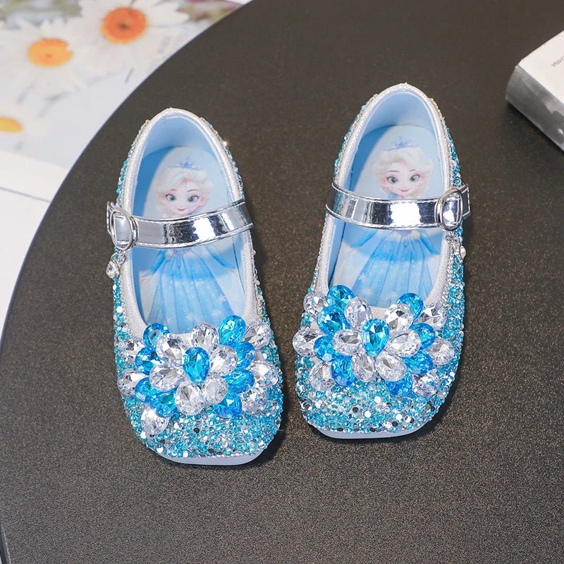 Disney Cartoon Pattern Elsa Princess Crystal Shoes for Girls Fashion New Style Baby Girl Low Heels Sandals Summer Fall Children - Mom & Kids