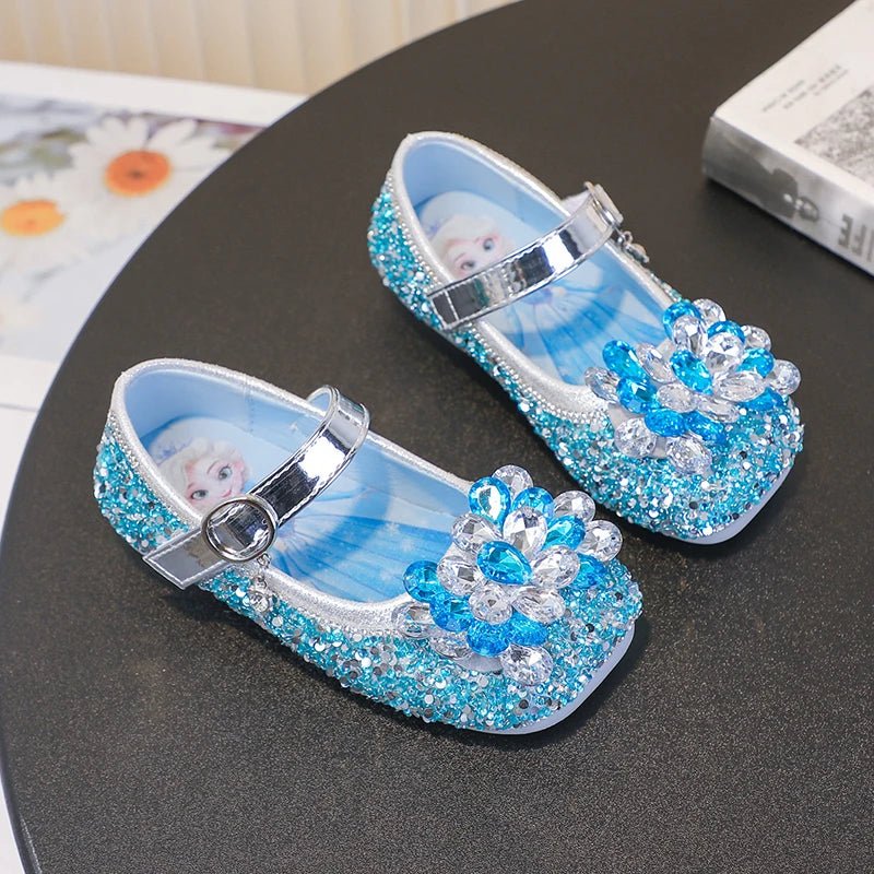 Disney Cartoon Pattern Elsa Princess Crystal Shoes for Girls Fashion New Style Baby Girl Low Heels Sandals Summer Fall Children - Mom & Kids
