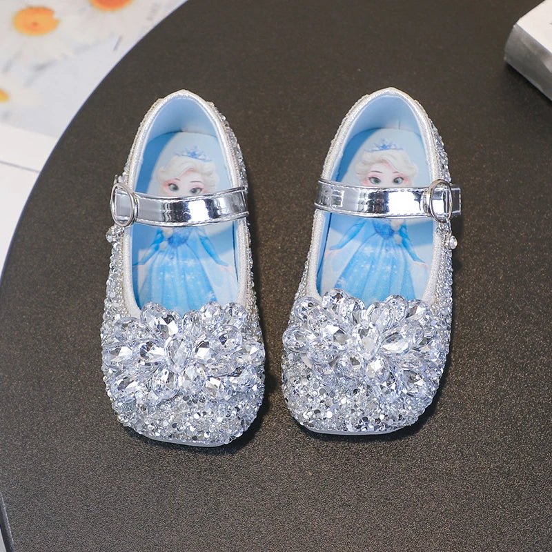 Disney Cartoon Pattern Elsa Princess Crystal Shoes for Girls Fashion New Style Baby Girl Low Heels Sandals Summer Fall Children - Mom & Kids