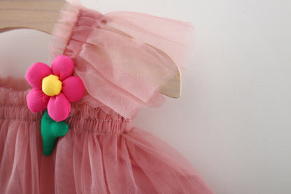 Flounced Sleeve Baby Girl Pettiskirt Princess Dress