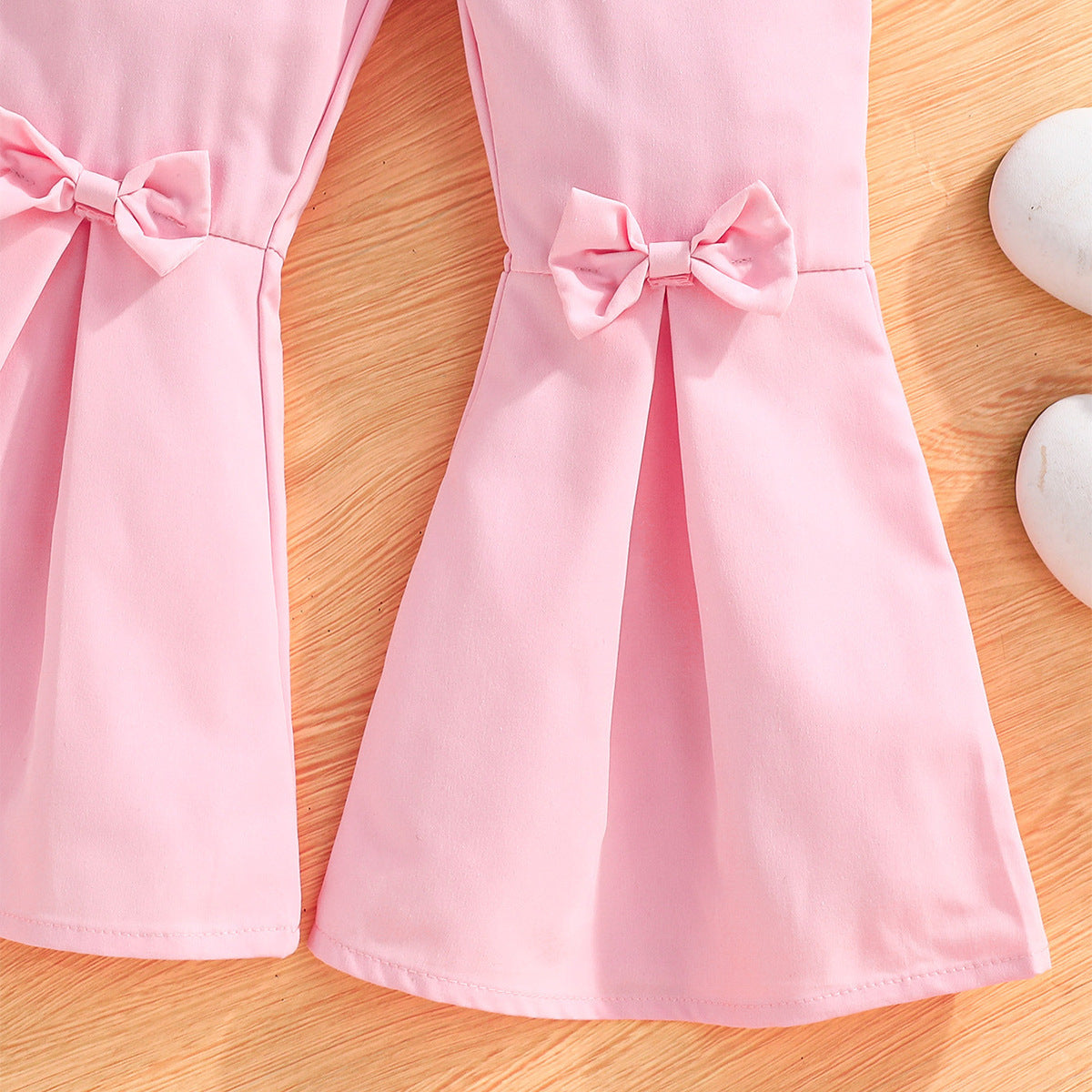Girls' Mesh Sleeve Top Bell-bottom Pants Suit[Available]