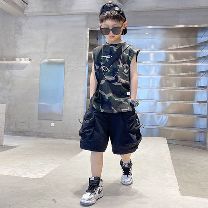 Sleeveless For Boy T-shirt And Shorts Two-piece Set