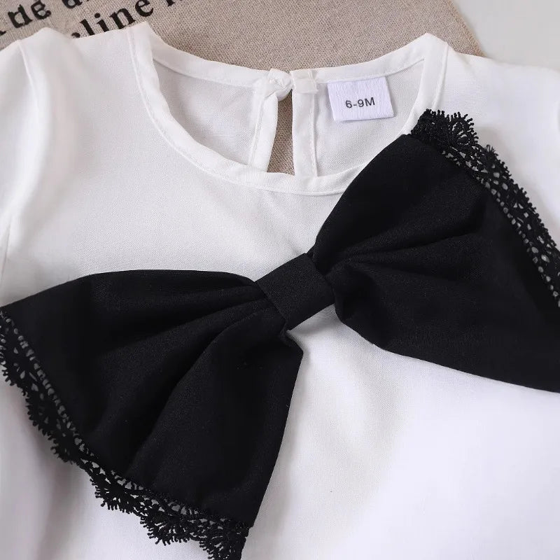 Europe United States summer girl suit new temperament girl suit child bubble sleeve short sleeve + micro pants two-piece set - Mom & Kids