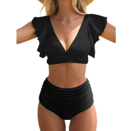 Printed Ruffled Split Ladies Bikini