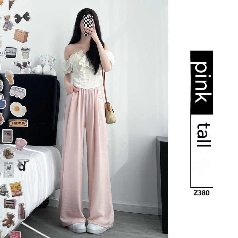 Ice Silk Wide-leg Women's Thin Straight Loose Casual Pants