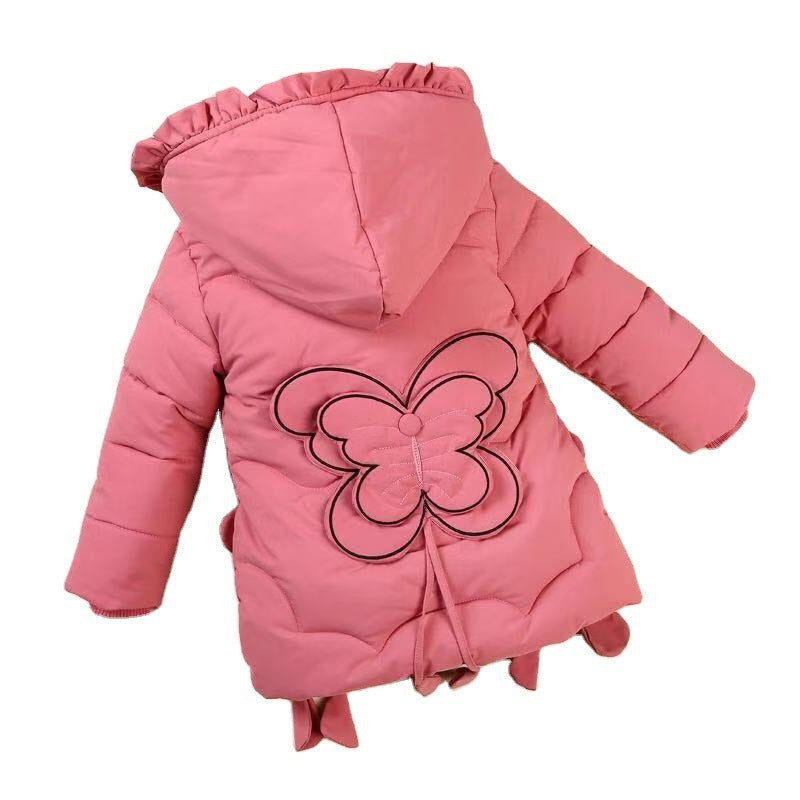 Korean Style Western-style Jacket Children's Down Padded Jacket Girl Mid-length Baby