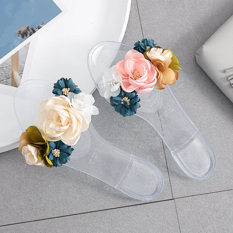 Women's Flat Bottom Crystal Transparent Slippers