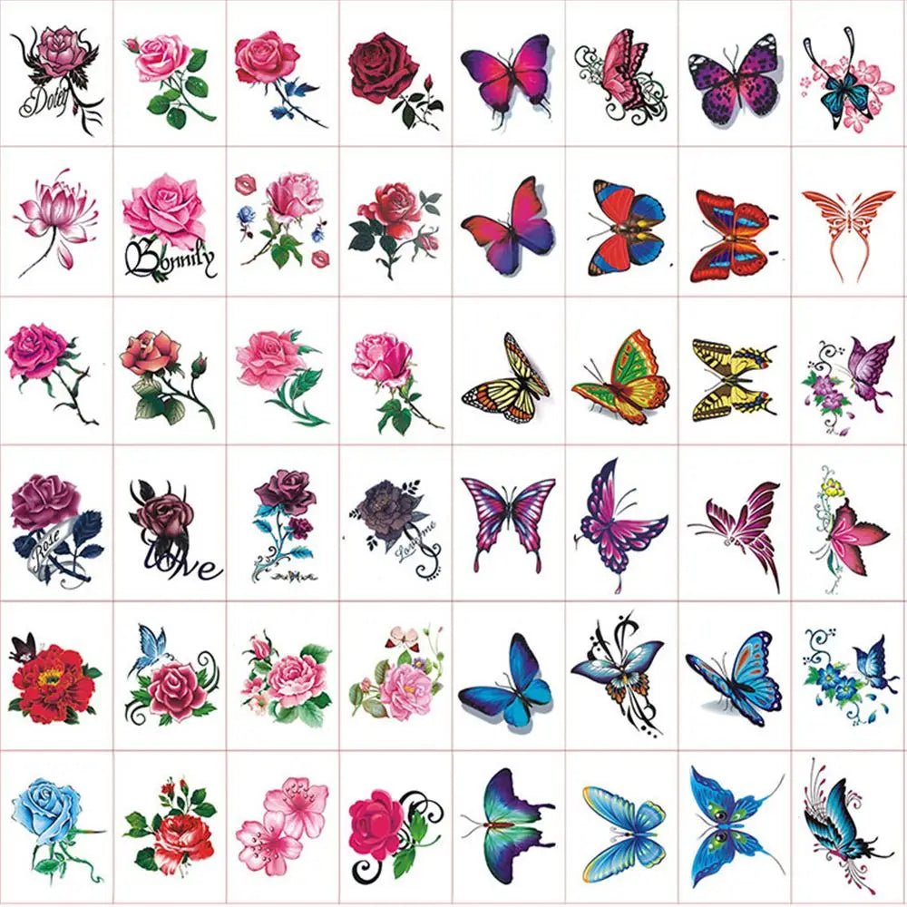 Fashion Butterfly Women Tattoos Body Art Stickers Waterproof Tattoo Stickers Temporary - Mom & Kids