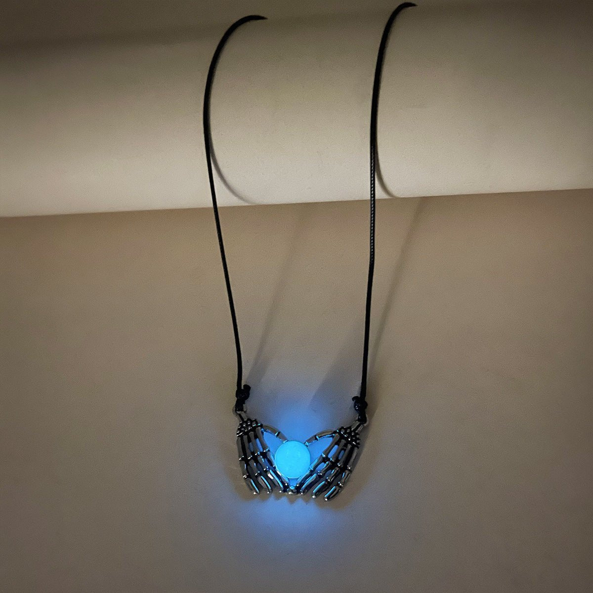 Fashion Halloween Skull Palm Heart Pendant Luminous Necklace For Women Glowing Jewelry Rope Chain Choker Party Statement Gift (Available) - Mom & Kids