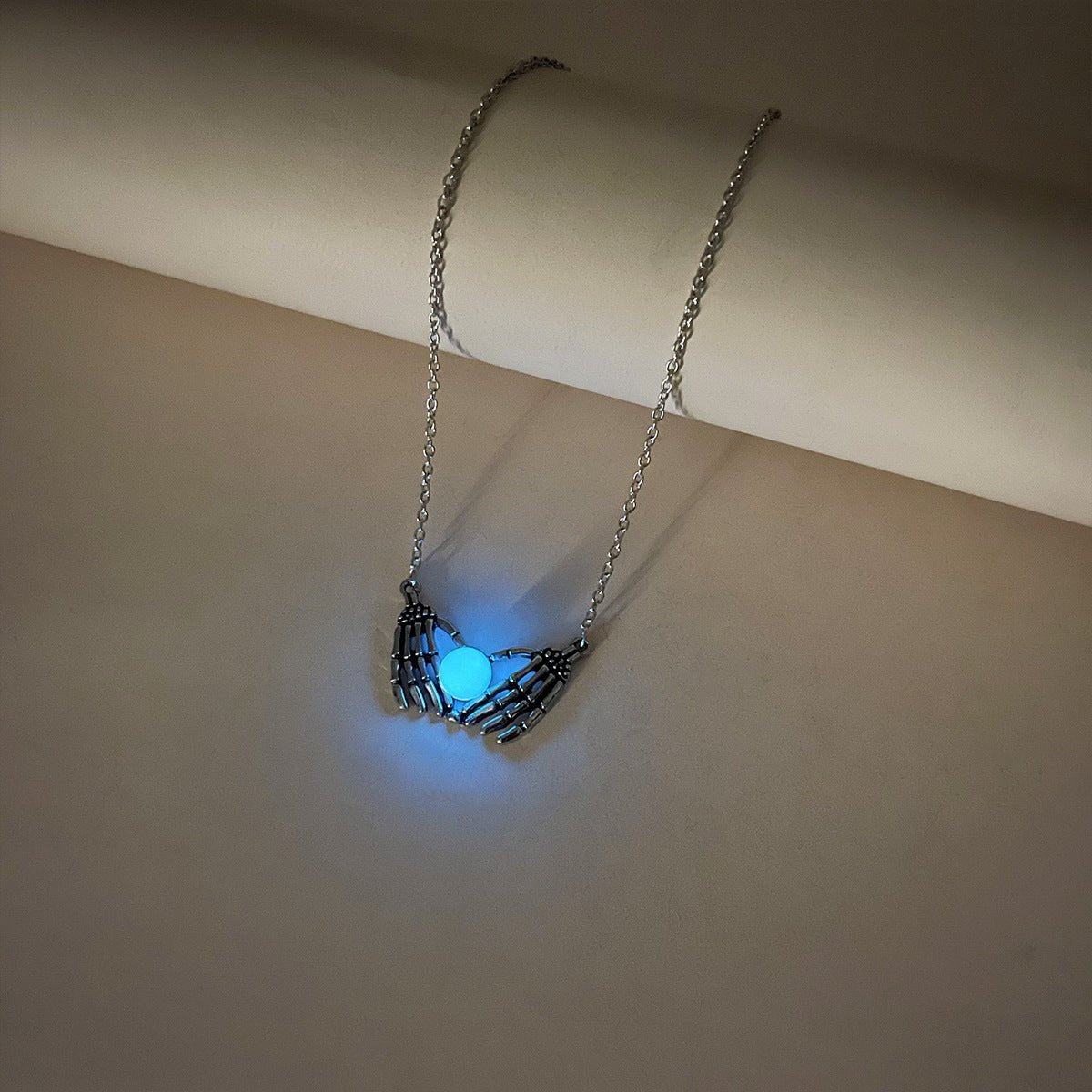 Fashion Halloween Skull Palm Heart Pendant Luminous Necklace For Women Glowing Jewelry Rope Chain Choker Party Statement Gift (Available) - Mom & Kids
