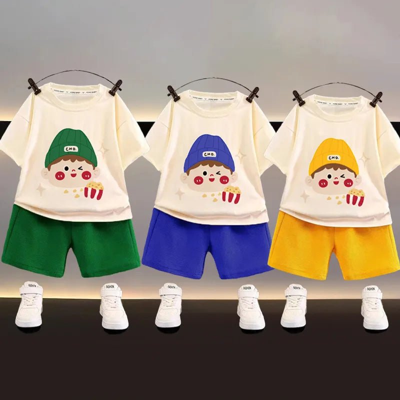Fashion Spotrs Clothing Sets For Children Tracksuit Short Sleeve T-shirts + Shorts 2pcs Suit Kids Baby Clothes Toddler Costume - Mom & Kids