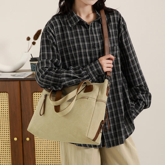 Large Capacity Fashion Casual All-match Retro Canvas Bag For Women