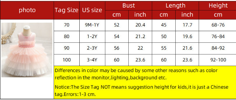 Gradient Cake Dress Children's Dress Princess Dress