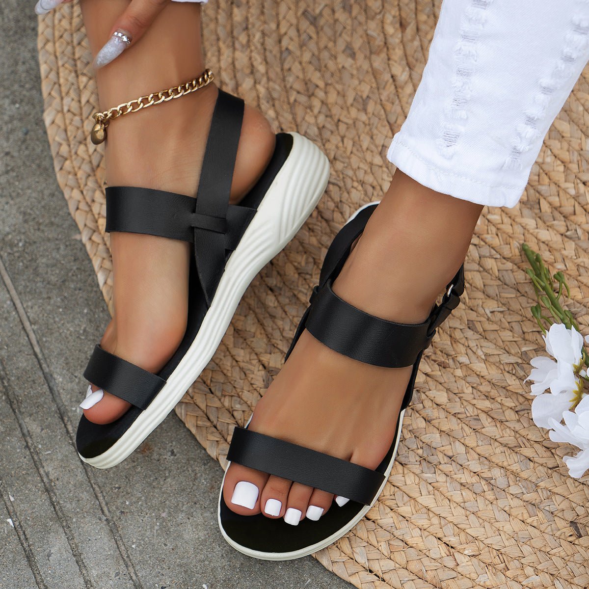 Female Comfortable Flat Heel Women's Peep Toe Sandals (Available) - Mom & Kids