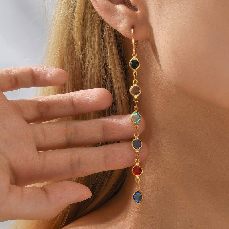 Geometric Round Colorful Crystals Beaded Earrings (Available) - Mom & Kids