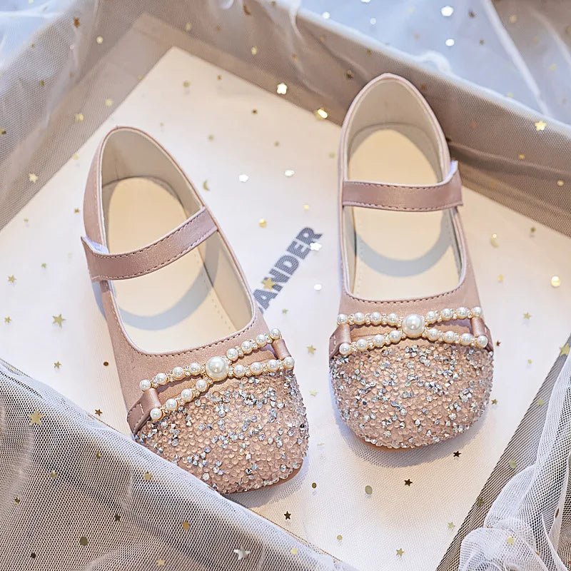 Girl Princess Shoes 2025 Spring and Autumn Crystal Shoes Rhinestones Single Shoes Baby Small Leather Shoes Soft Soles with Dress - Mom & Kids