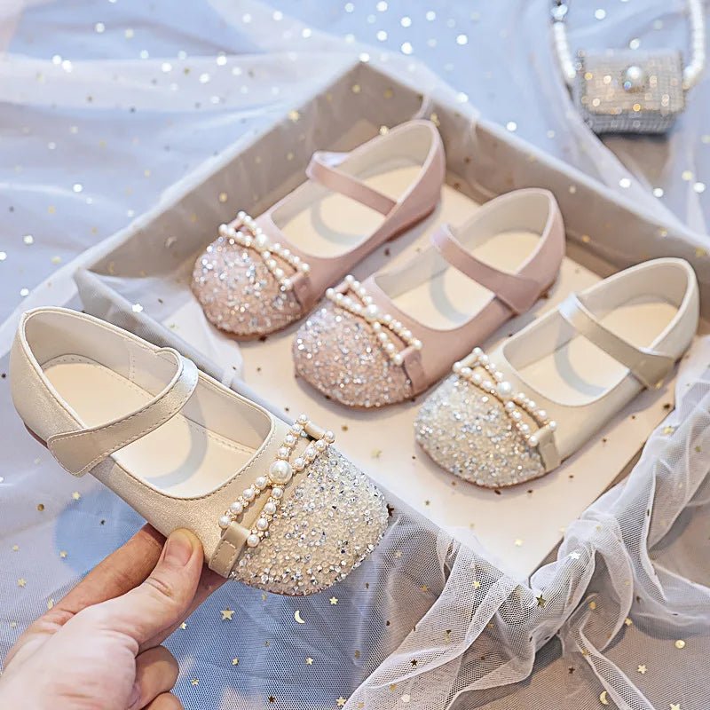 Girl Princess Shoes 2025 Spring and Autumn Crystal Shoes Rhinestones Single Shoes Baby Small Leather Shoes Soft Soles with Dress - Mom & Kids