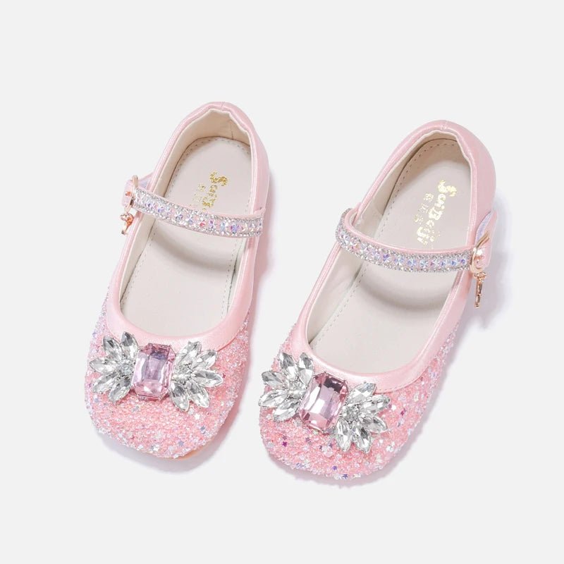 Girl princess shoes in pink and white are suitable for girls' performance dress up, school shoes, children's flower girl perform - Mom & Kids