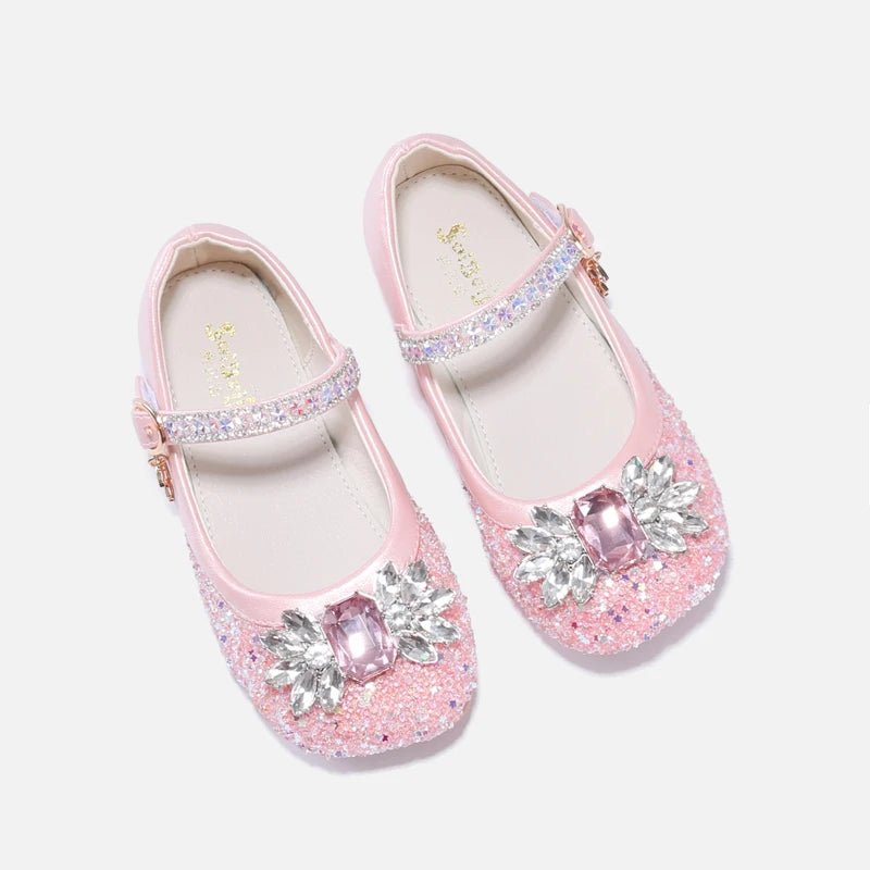 Girl princess shoes in pink and white are suitable for girls' performance dress up, school shoes, children's flower girl perform - Mom & Kids