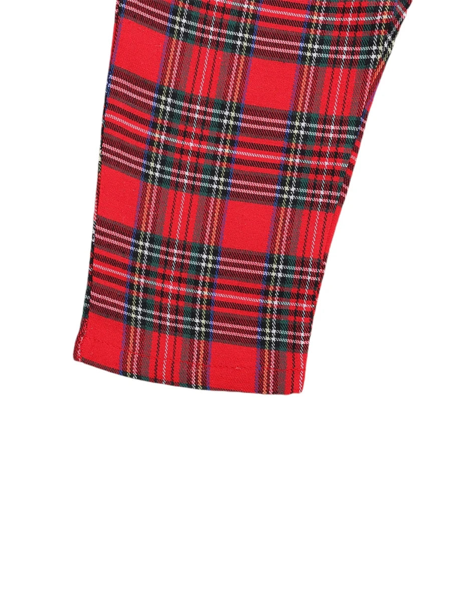 Girls Boys Plaid Homewear Set Long Sleeve Single Breasted Lapel Shirt Elastic Waist Long Pants Kids Autumn Pajamas Outfits - Mom & Kids