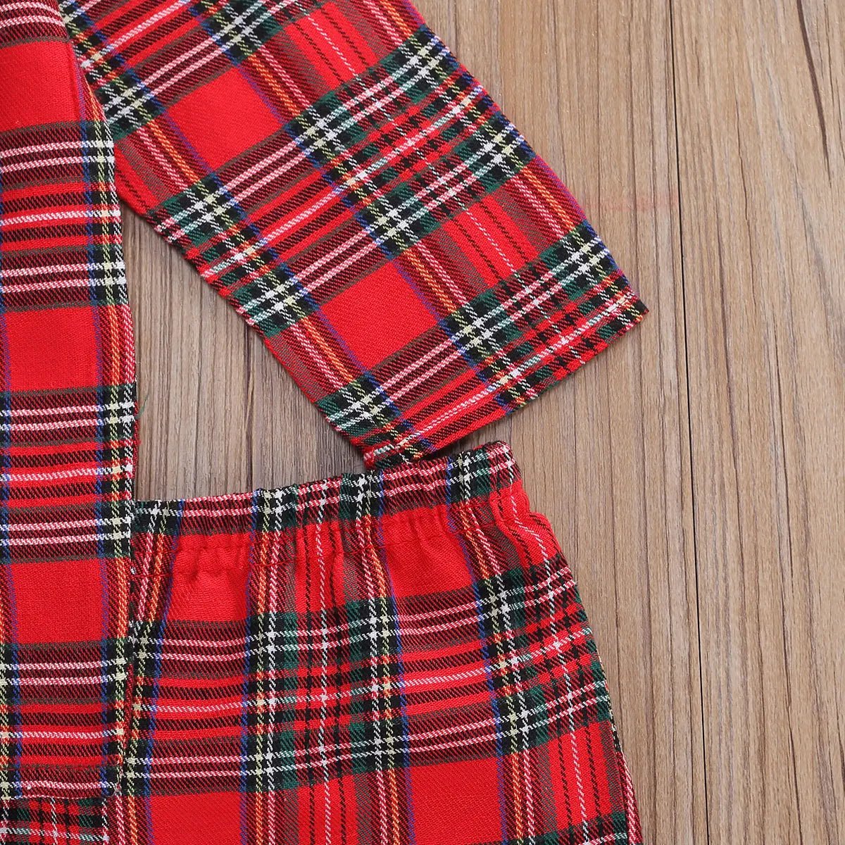 Girls Boys Plaid Homewear Set Long Sleeve Single Breasted Lapel Shirt Elastic Waist Long Pants Kids Autumn Pajamas Outfits - Mom & Kids