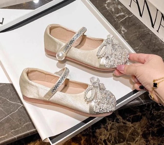 Girls Crystal Sparkle Princess Shoes Kids Fashion Leather Comfortable Party Performance Flats for Toddlers - Mom & Kids